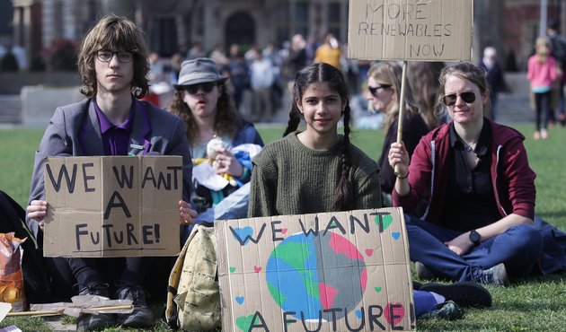 Activists holding a 