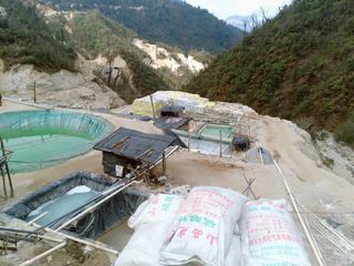 A view over the rare earth mines carved into the mountains in Kachin State, Myanmar